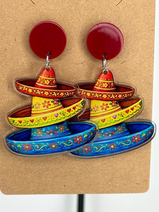 Fashion Jewelry Jewelry - Colorful Sombrero Statement Earrings cinco de Mayo Fashion Jewelry